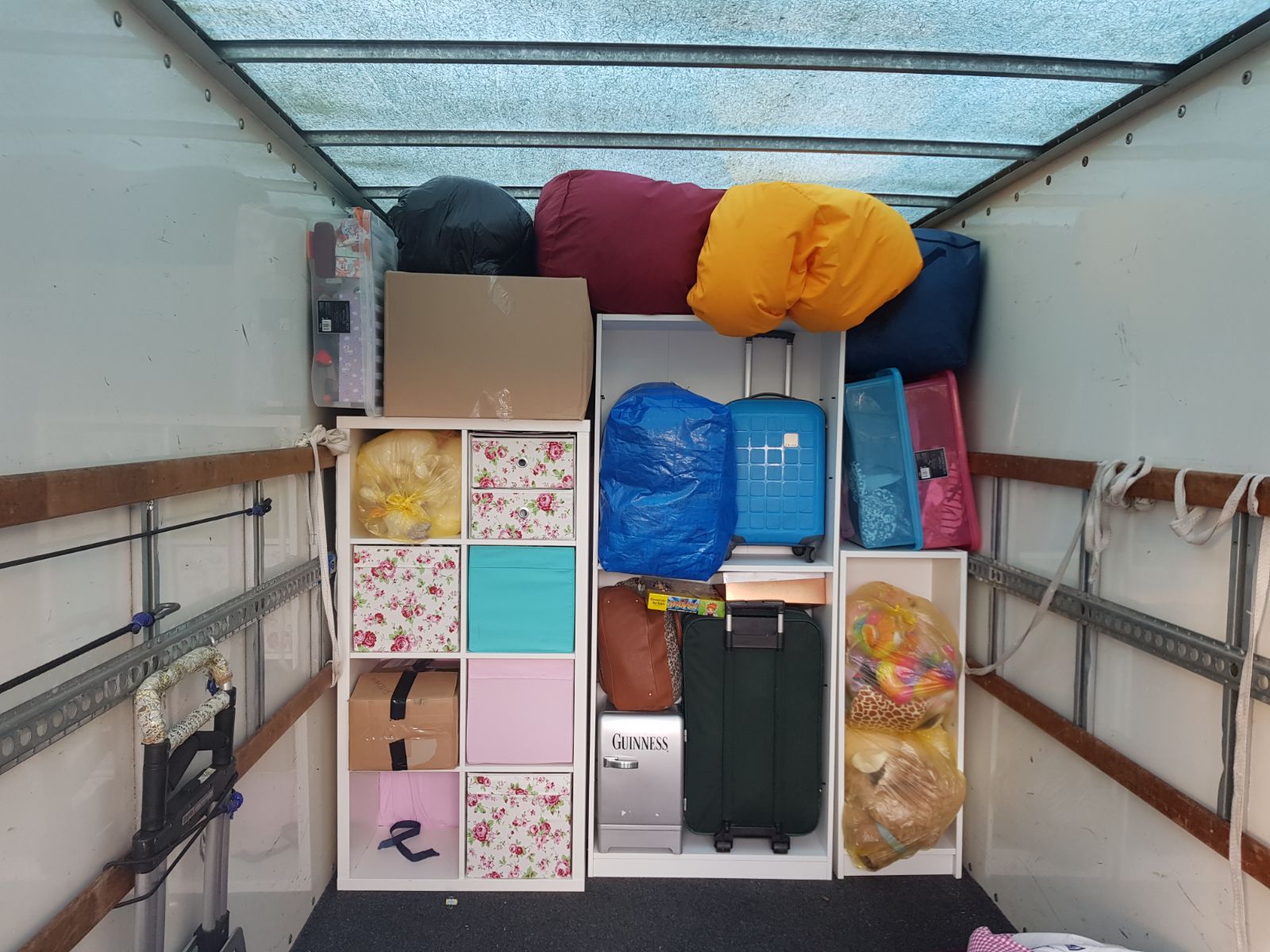 back of van packed with items
